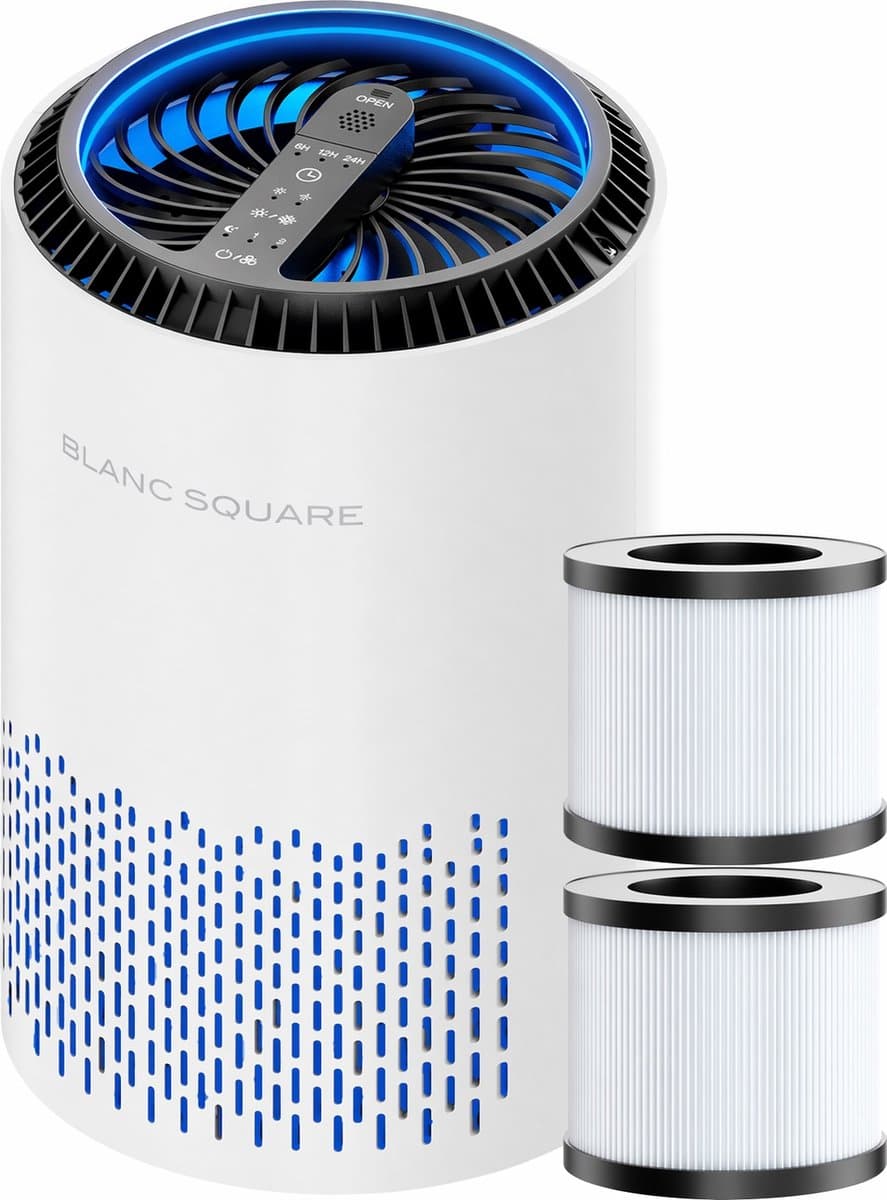 Blanc Square Air Purifier Pro - Luchtreiniger met 2 vervangbare HEPA13 filters + koolstoffilter - Werkt tegen huisstofmijt, hooikoorts, allergie, stof - Clean Air Aroma functie — afbeelding 1