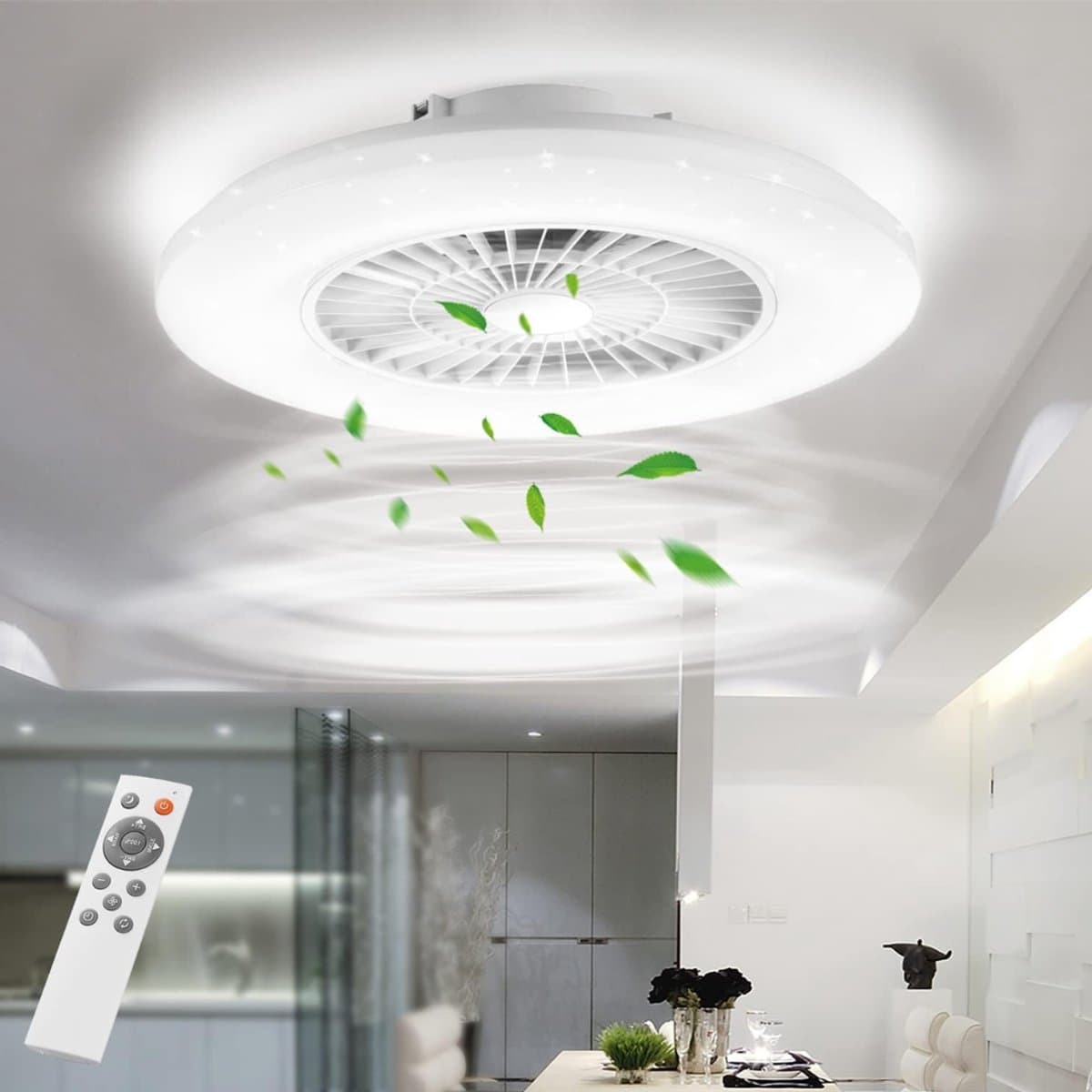 TIM® Plafonniere Met Ventilator - Plafondventilator - Plafondventilator Met Verlichting - Wit - 60cm x 60cm x 17cm; 6 kg — afbeelding 1