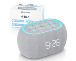 Neveda Digitale Wekker – White Noise Machine met Geluiden – Nachtlamp licht & Bluetooth Speaker – Brown Noise Machine - Voor Slaapkamer, Baby, Kinderen & Volwassenen