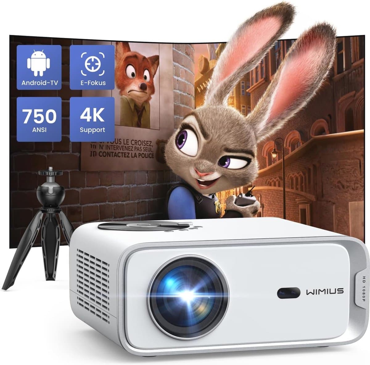 5G WiFi Bluetooth Beamer - 15.000 lumen Full HD 1080P Projector met 4K Ondersteuning en 4P/4D Correctie — afbeelding 1