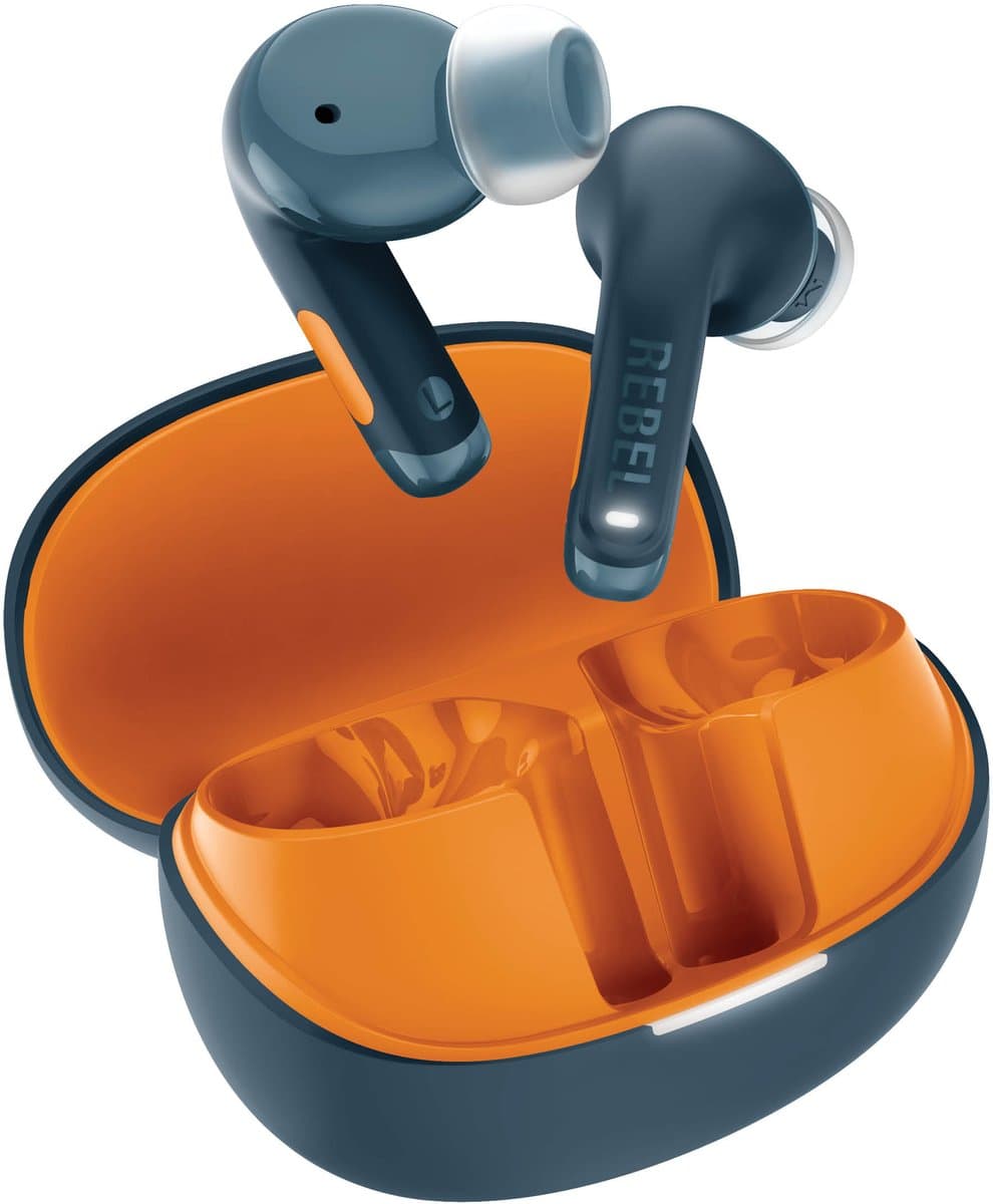 Fresh 'n Rebel Twins Fuse 2 - Draadloze oordopjes - Noise Cancelling oortjes met 36 uur speeltijd - Met Microfoon en App - Steel Blue + Flaming Orange — afbeelding 1
