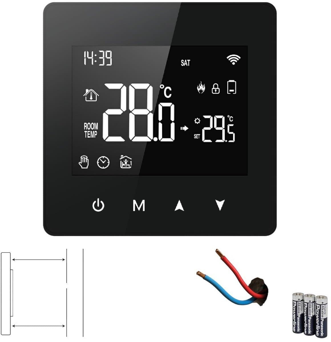 Zigbee Wifi Thermostaat | Touchscreen bediening | Opbouw montage | Open raam detectie | Tuya Smart Life app | CV aan uit systemen | Zwart — afbeelding 1