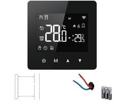 Zigbee Wifi Thermostaat | Touchscreen bediening | Opbouw montage | Open raam detectie | Tuya Smart Life app | CV aan uit systemen | Zwart