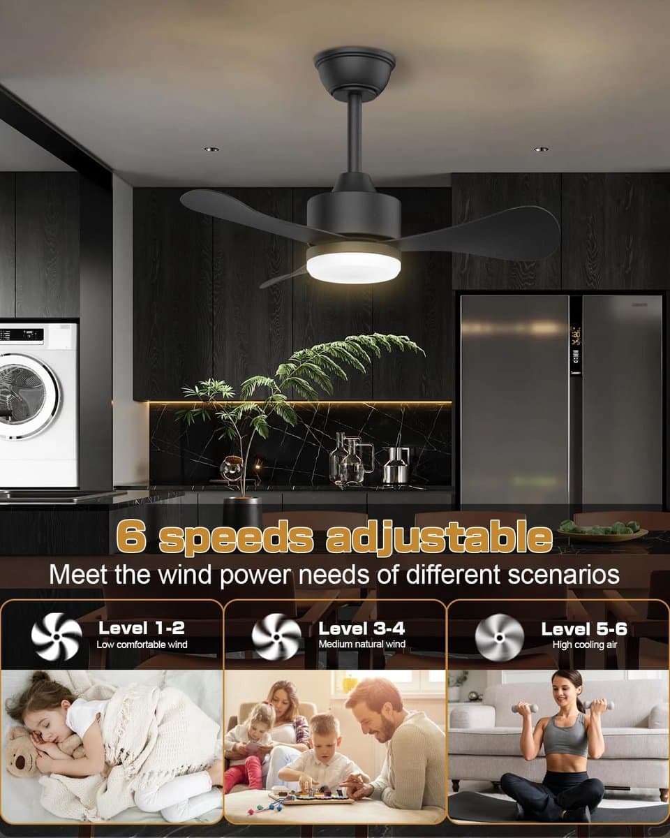 Plafondventilator met Verlichting - Ventilator voor Slaapkamer - Air Cooler met Afstandsbediening - Luchtcirculatie — afbeelding 1