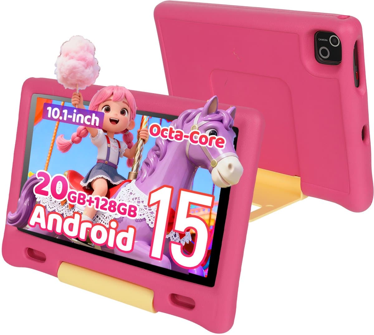 kotsren KT1026 - Android 15 kindertablet - 10.1 inch - 20(3+17)GB RAM/128GB ROM– 5000mAh - Roze — afbeelding 1