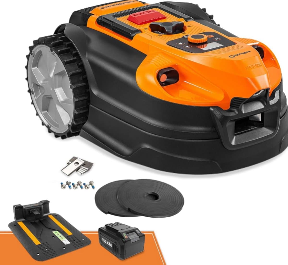 Robotmaaier – Automatische Grasmaaier – Zorgeloze Grasmaaier – Snoerloze Grasmaaier – Tuinmaaier – Zonder Begrenzingskabel – Voor Tuinen Tot 500 m² – Automatisch Opladen & Blokkeerzones Instellen — afbeelding 1