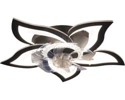 Glitzerlife - Plafond ventilator met verlichting - Dimbare LED Ventilatorlamp - Afstandsbediening 6 Snelheden Timer Nachtmodus - Stille plafondventilator - Ø62cm - Zwart