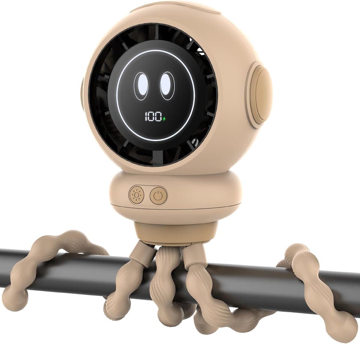 Ventilator - Ventilator Oplaadbaar - Kinderwagenventilator - Clipventilator Voor Baby'S Met 4 Snelheden - Led-Display En Nachtlampje - 360° Draaibare - Voor Autostoeltje, Wieg, Slaapkamer En Op Reis — afbeelding 1