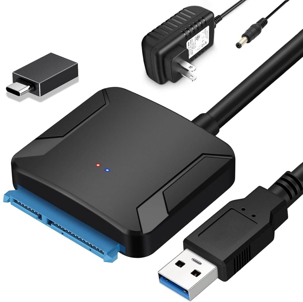 SATA naar USB 3.0 Adapter voor 2.5" en 3.5" HDD SSD - Externe Harde Schijf Kabel met Voeding — afbeelding 1