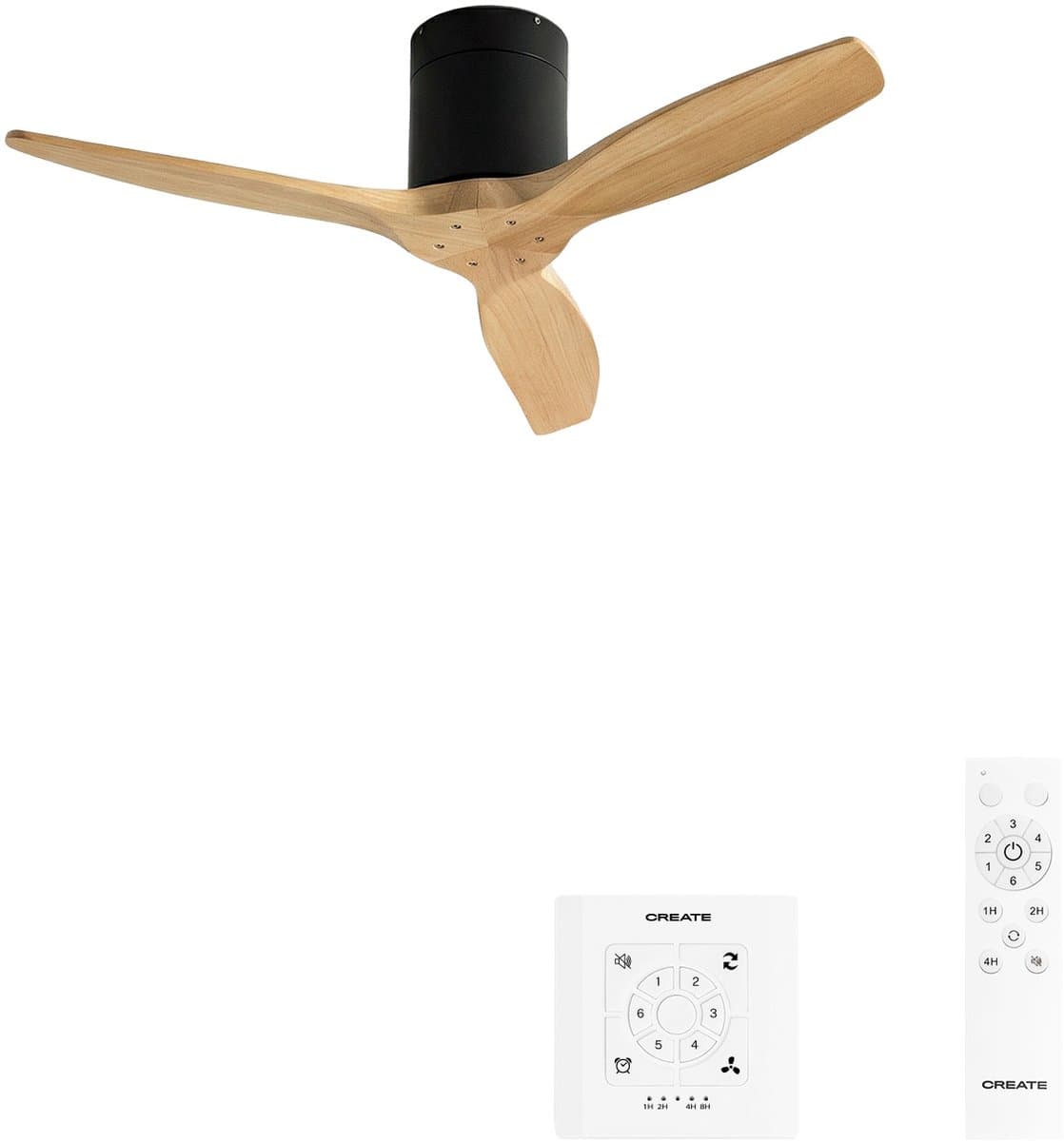 CREATE - Stille 40W plafondventilator met technische ABS bladen in verschillende maten - S - Geen licht - Controller voor wandmontage - WIND CALM — afbeelding 1