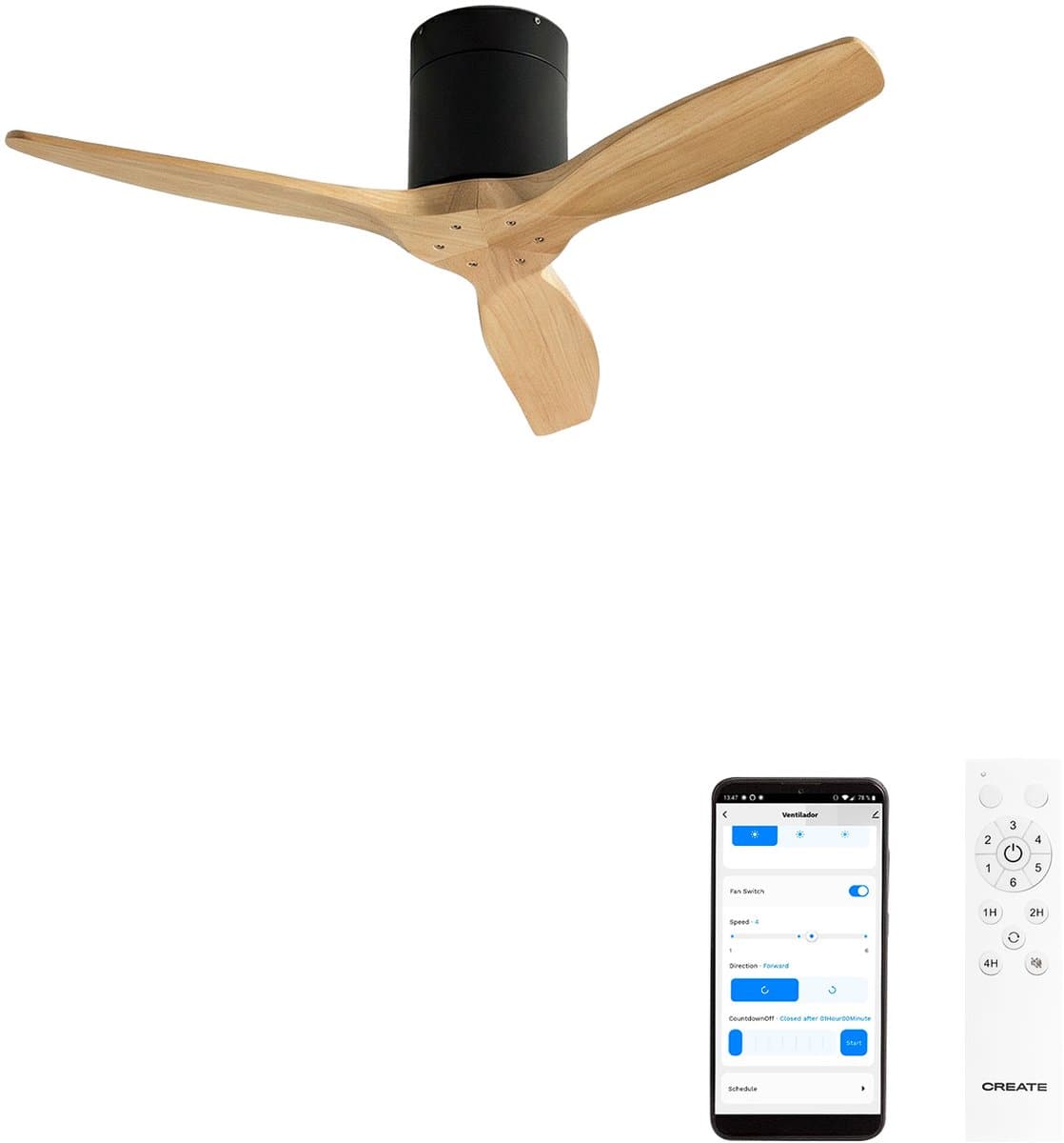 CREATE - Stille 40W plafondventilator met technische ABS bladen in verschillende maten - S - Geen licht - WIFI - WIND CALM — afbeelding 1