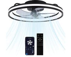 LED Plafond ventilator met Verlichting Ø 50cm - Afstandsbediening smart lamp - Plafond lamp - Zwart & Wit — afbeelding 1