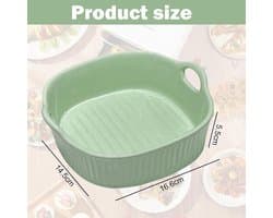Keramische ovenschaal, 650 ml, vierkante bakvorm, 7 inch ovenvorm, keramische bakvorm met handvatten voor lasagne, vlees, groenten, voor airfryer, oven, magnetron (groen)