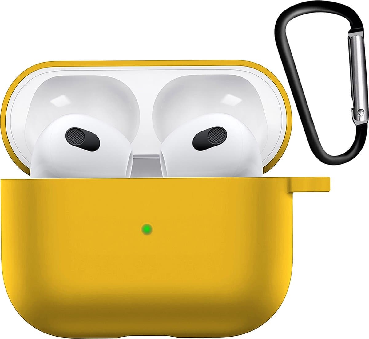 Hoesje - Geschikt voor Apple AirPods 3 - met Clip - Siliconen Hoes - Silicone Case Cover - Geel — afbeelding 1