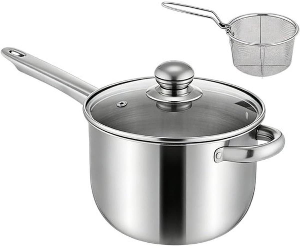 Tafelfriteuse - Compacte friteuse - Thuis frituren - Gelijkmatige warmteverdeling - 38 cm - Zilver — afbeelding 1