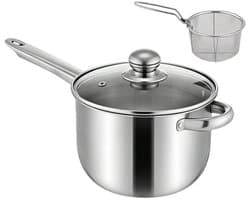 Tafelfriteuse - Compacte friteuse - Thuis frituren - Gelijkmatige warmteverdeling - 38 cm - Zilver