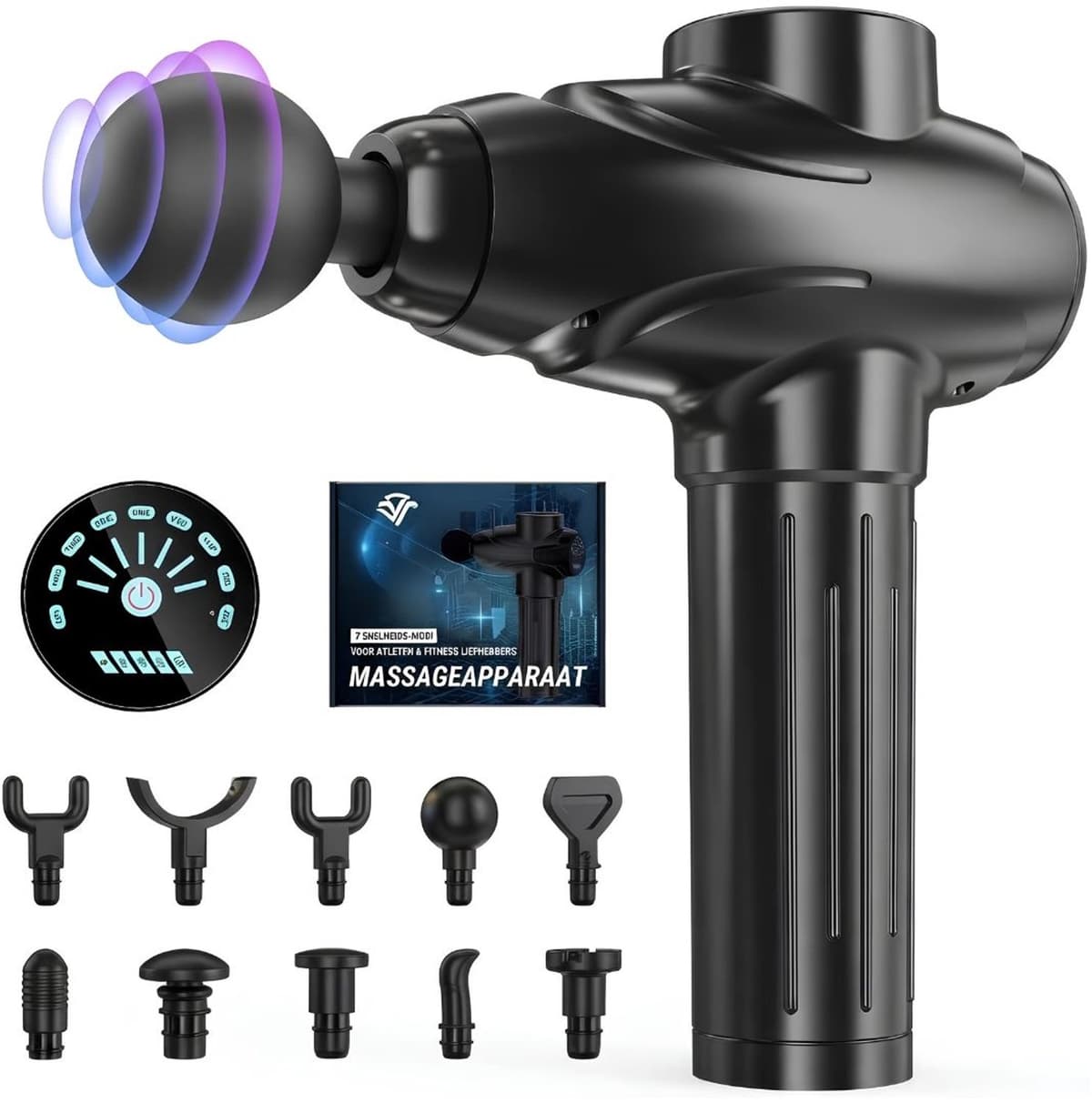 KLS® Massage Gun - Massage Gun Professioneel - Massage Pistool - Zwart - 10cm x 10cm x 10cm — afbeelding 1