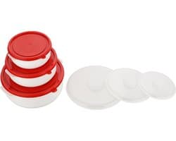 3-delig Magnetron Servies Set Rood/Wit