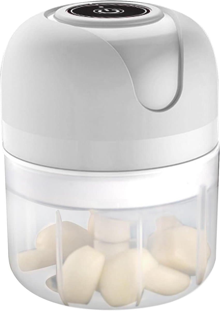 Elektrische Keuken Snijder - Mini Hakmachine - Snel Ingrediënten Snijden - Draadloos en USB Oplaadbaar - 250 ml - Wit — afbeelding 1