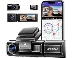 Dashcam Auto - Voertuigcamera - Veilige Ritten - 4K Voor en Achter - 3 Camera's - Zwart