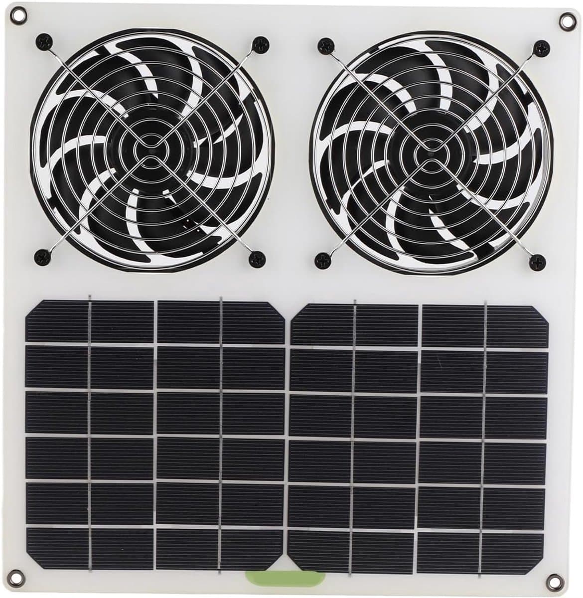 Zonnepaneel Ventilator - Afzuigventilator Dubbel - Ventilatie Kas - Waterdichte Dubbele Bladen - 12 Inch - Zwart — afbeelding 1