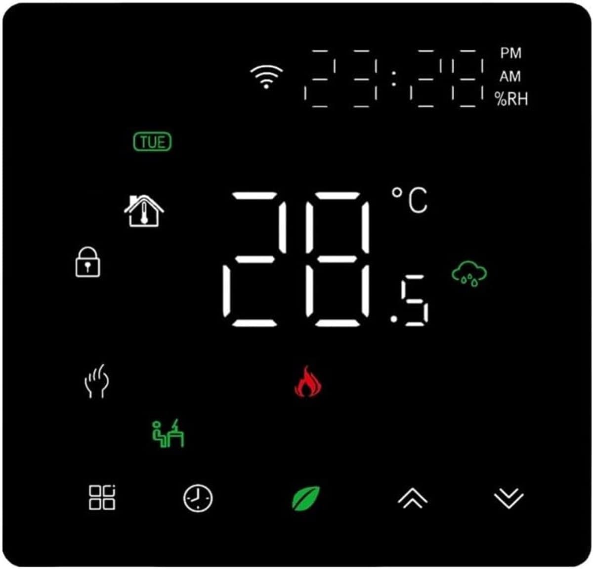 Slimme Wifi Thermostaat - Programmeerbare Temperatuurschakelaar - Vloerverwarming Regelen - App en Spraakbesturing - 86 x 86 cm - Zwart — afbeelding 1