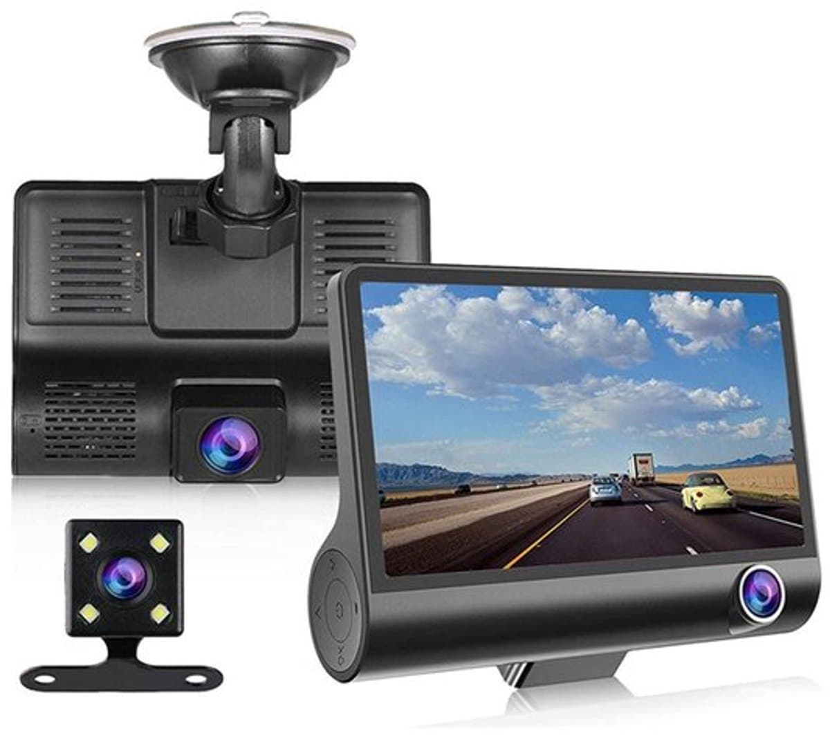 Dailygoody Dash Cam 1080p Groothoek 4 Inch Nachtzicht Bewegingsdetectie Auto — afbeelding 1