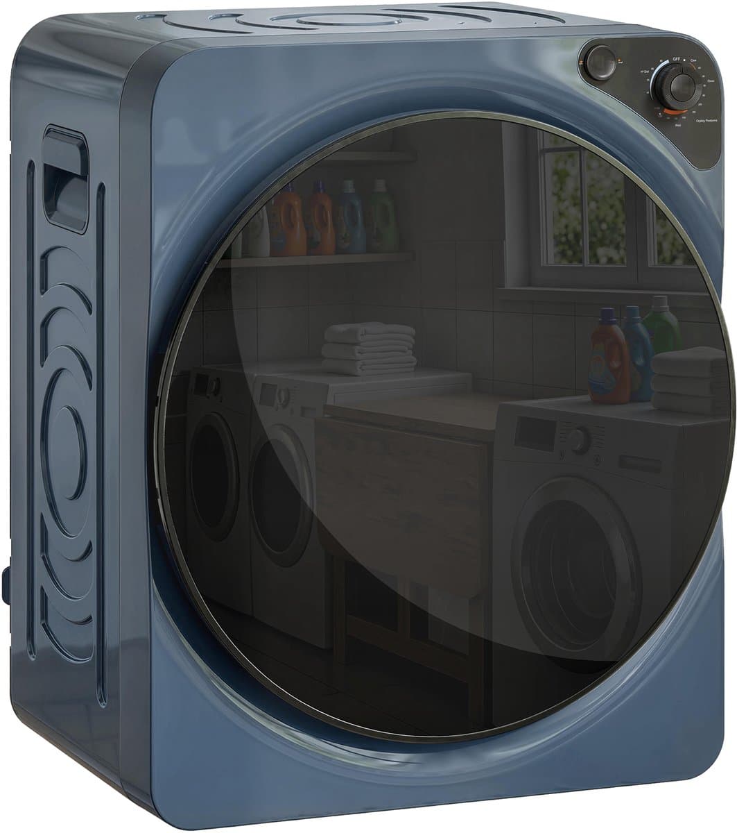TEKROA® Wasdroger - Compacte wasdroger met ventilatie, 1000W elektrische droger - 5 kg capaciteit, 5 droogstanden - roestvrijstalen trommel - blauw — afbeelding 1