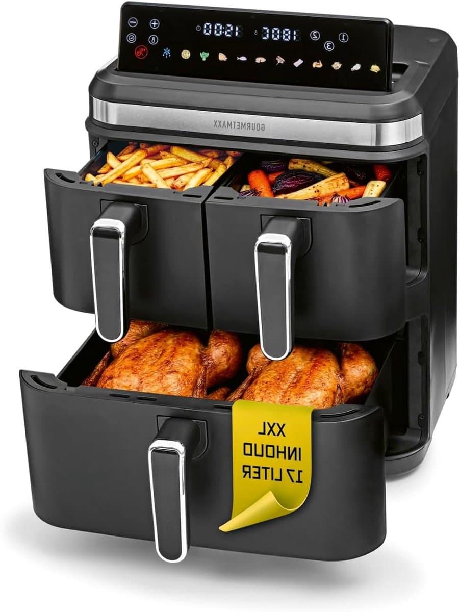 Verticale Heteluchtfriteuse - Airfryer XXL - Grote Maaltijden Bereiden - 3 Gaarzones - 17 Liter - Zwart — afbeelding 1