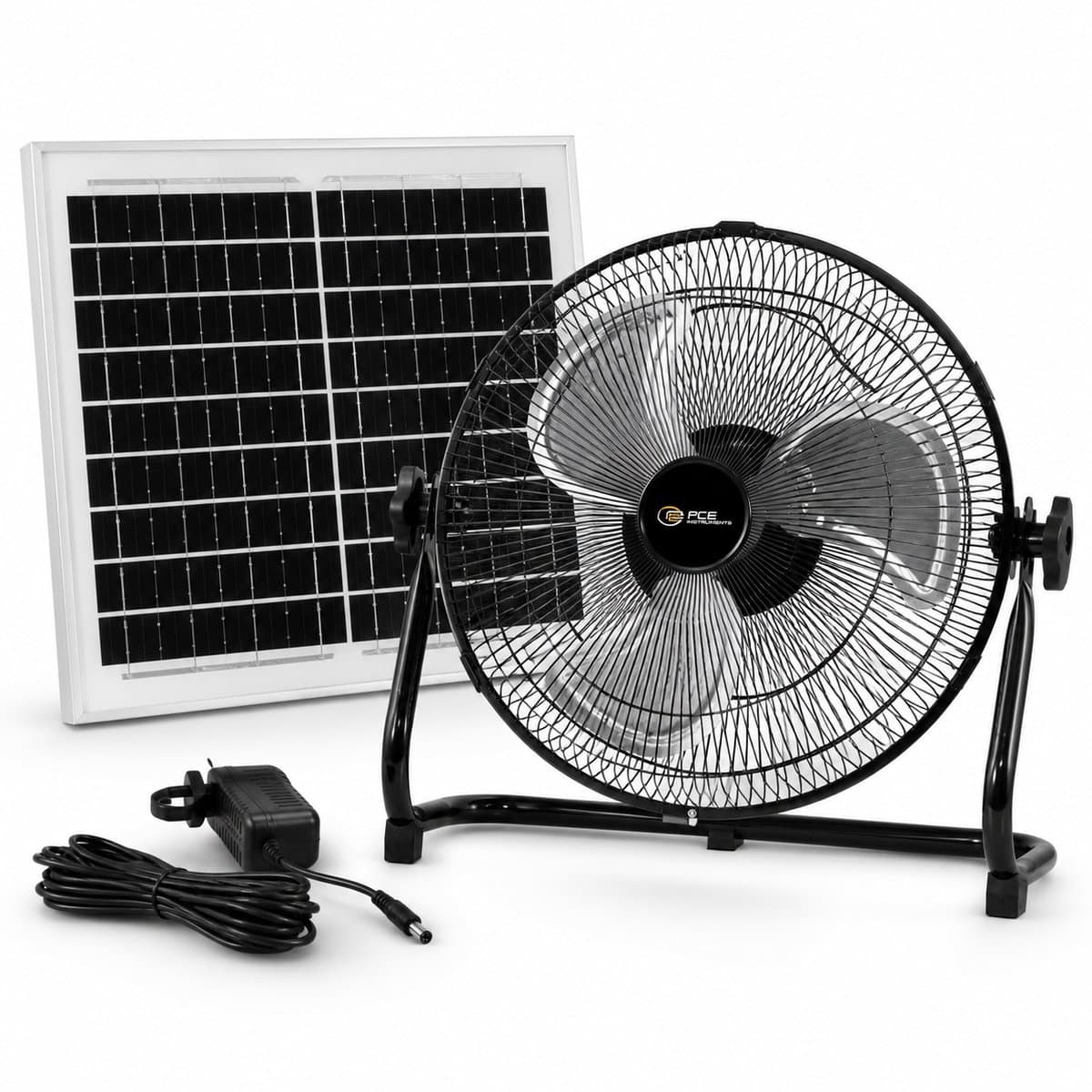 Zonneventilator 3-in-1 met Accu en Netadapter - Solar Ventilator - Mobiele Werkventilator - 12 W Zonnepaneel - 8800 mAh - Ø30 cm — afbeelding 1