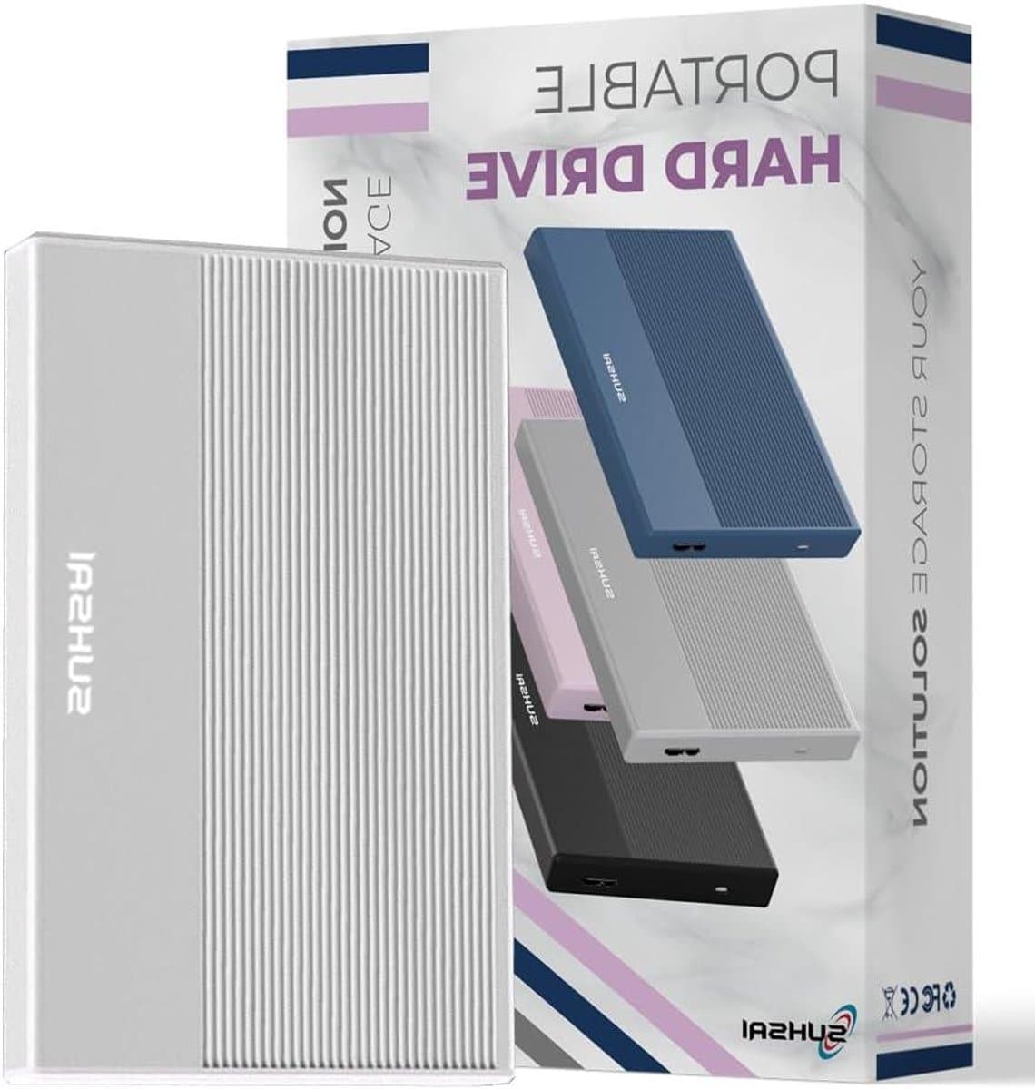 Externe Harde Schijf - Draagbare Opslag - Bestanden Opslaan - Snelle Dataoverdracht - 120GB Capaciteit - Zilver — afbeelding 1