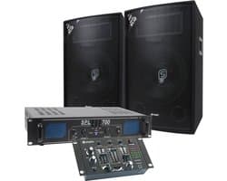 DJ set - Complete DJ set met mengpaneel, versterker en 12'' speakers - 700W