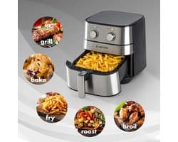 Heteluchtfriteuse - Airfryer - Vetarm Koken - XXL Capaciteit - 54 Liter - Zilver