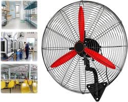 Wandventilator Industrieel - Muurventilator Krachtig - Ruimte Koelen - Zuiver Koper Motor - 68cm - Zwart