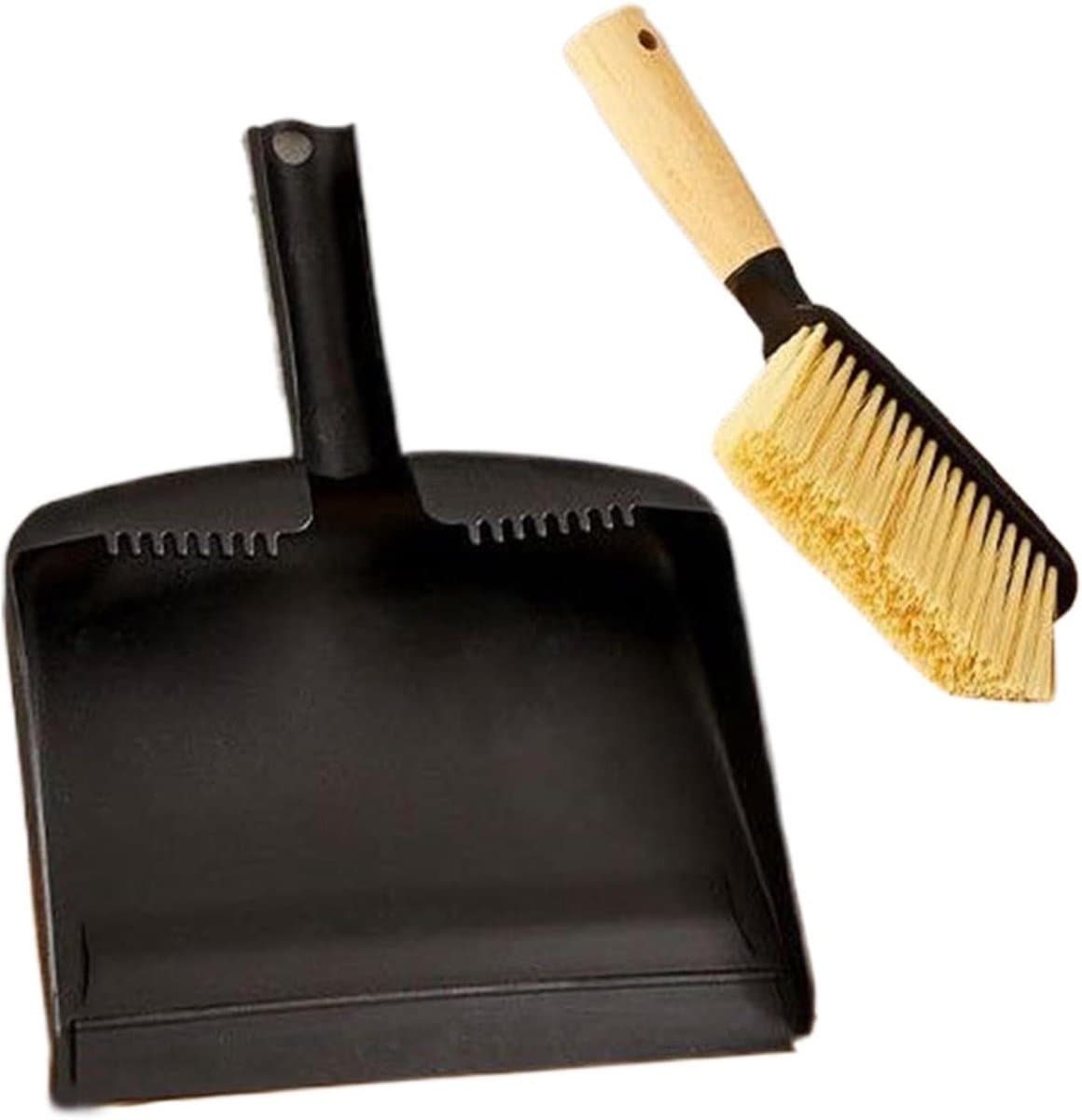 Mini Bezem Schep - Handveger Set - Kruimels Verwijderen - Houten Handvat - Compact Formaat - Zwart — afbeelding 1