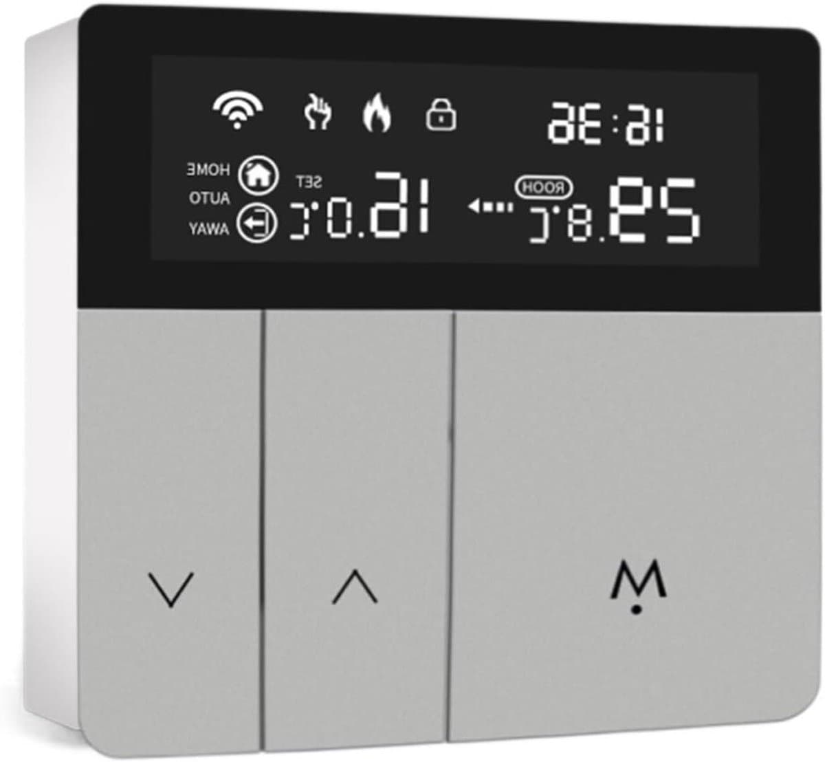 Slimme Thermostaat - App Bediening - Energie Besparen - Wekelijks Programmeerbaar - 16A - Zilver — afbeelding 1