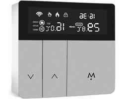 Slimme Thermostaat - App Bediening - Energie Besparen - Wekelijks Programmeerbaar - 16A - Zilver
