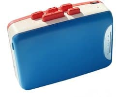 Retro Cassettespeler - 12x9x4cm - Draagbare Walkman met FM Radio & Opnamefunctie - Inclusief Oortjes - USB & Batterij Voeding - Ideaal Cadeau voor Muziekliefhebbers - Blauw
