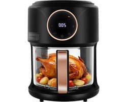 Heteluchtfriteuse - Luchtfriteuse multifunctioneel - Gezond Koken - Transparante glazen kom - 42 liter inhoud - Zwart