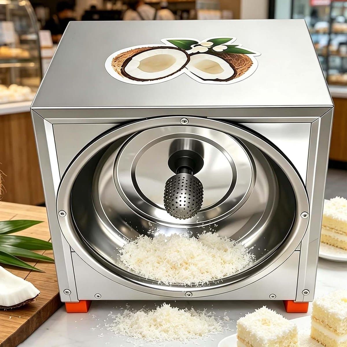 Elektrische Kokosrasp - Kokos Schraper - Snel Kokos Raspen - Ovaal Rasp Opzetstuk - 50 Kg Per Uur - Zilver — afbeelding 1