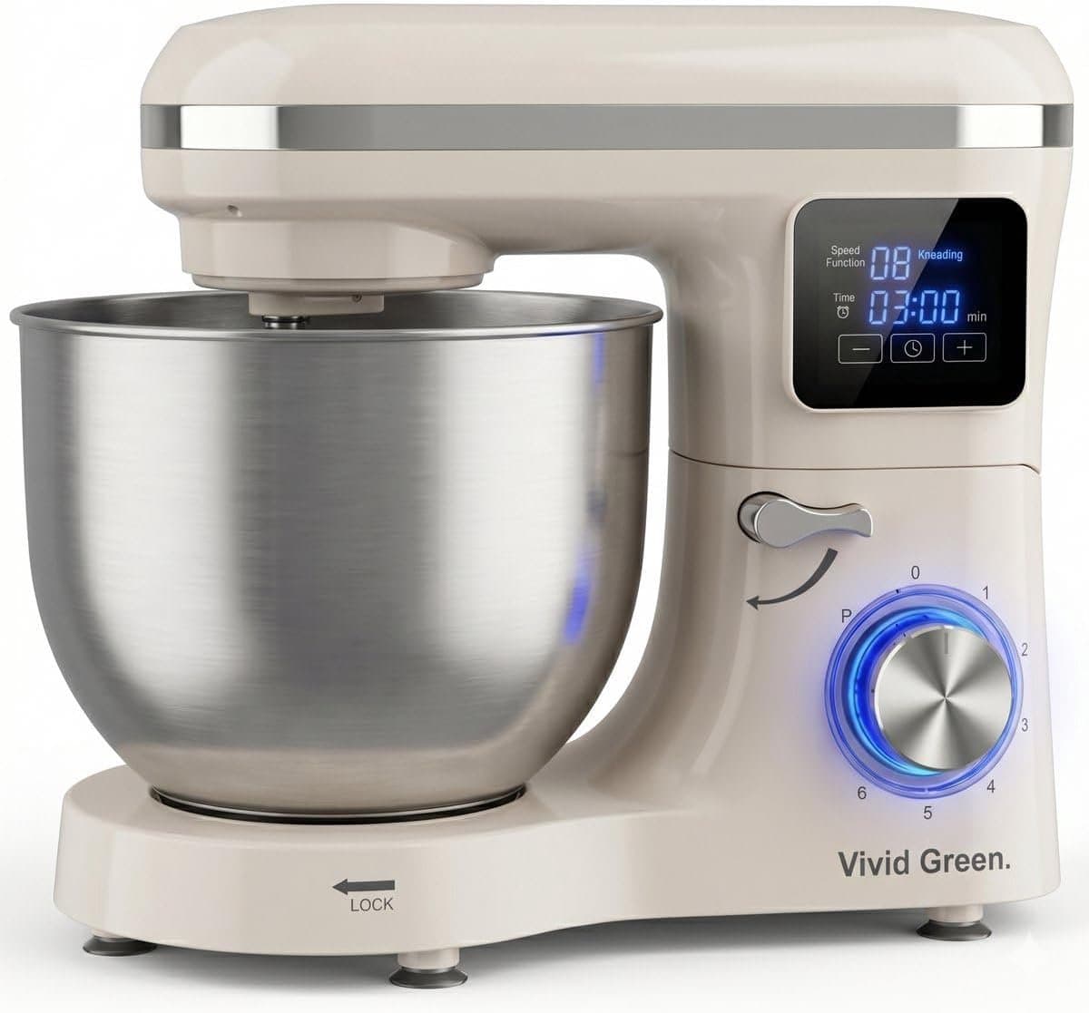 Keukenmachine - Mixer Kom - Bakken Deeg Maken - Krachtige Motor - 6.2L Kom - Creme — afbeelding 1