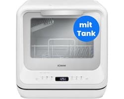 Compacte tafelvaatwasser met optionele wateraansluiting voor thuis en camping
