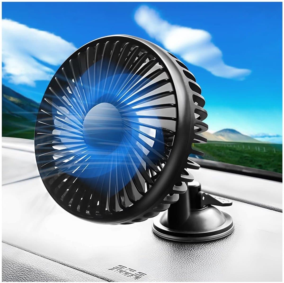 Dailygoody - Autoventilator - 360 graden rotatie - Zomerventilator - Zwart - USB-ventilator - Voor auto en camper — afbeelding 1