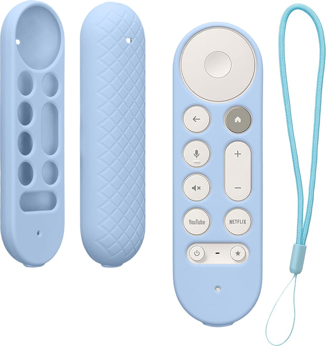kwmobile hoes geschikt voor Google TV Streamer 4K - Siliconen anti-slip hoes voor afstandsbediening in lichtblauw — afbeelding 1