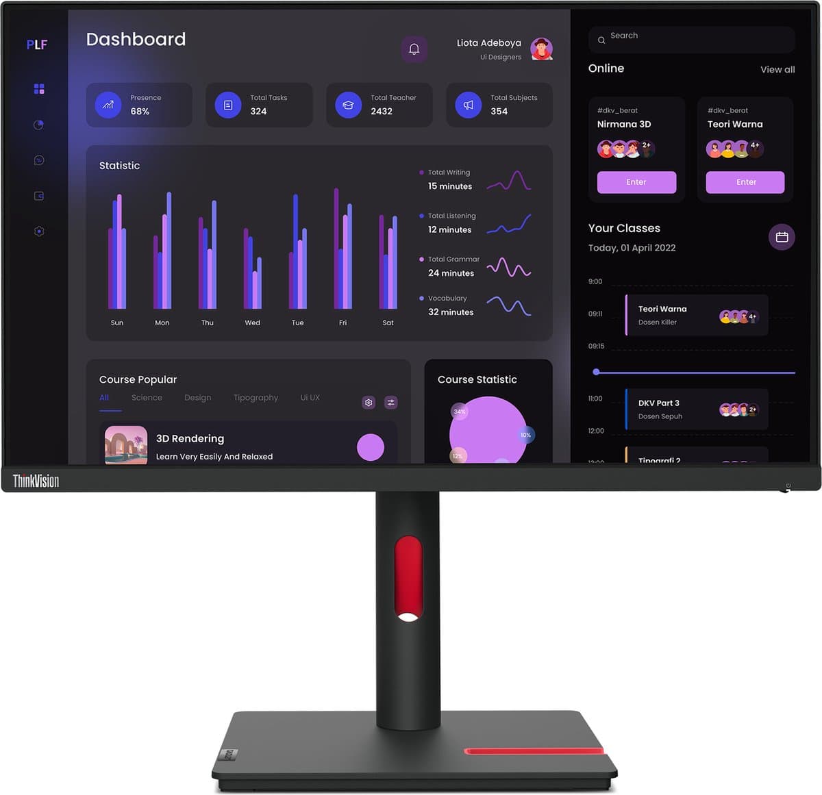 Lenovo ThinkVision T24i-30 - LED display Full HD Monitor - 23.8 Inch — afbeelding 1