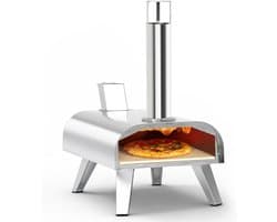 Aurixi® Pizza oven Buiten - Pizza oven Buiten - Pizza oven Buiten Gas - draagbare roestvrijstalen pizzagrill - houtgestookte pizzamaker - Zilver- 54cm x 36cm x 61cm