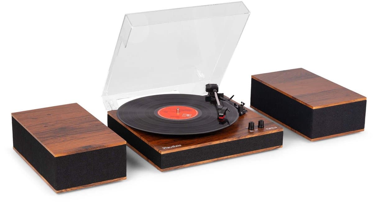 Platenspeler met speakers - Audizio Tupelo - Platenspeler Bluetooth - LP speler met auto stop - Houtlook — afbeelding 1