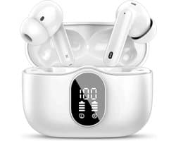 SBG Draadloze Oordopjes - Noise Cancelling - Headset - Bluetooth 5.4 - Earbuds oplaadcase - LED Display - Met Microfoon - Extra dopjes - Wit