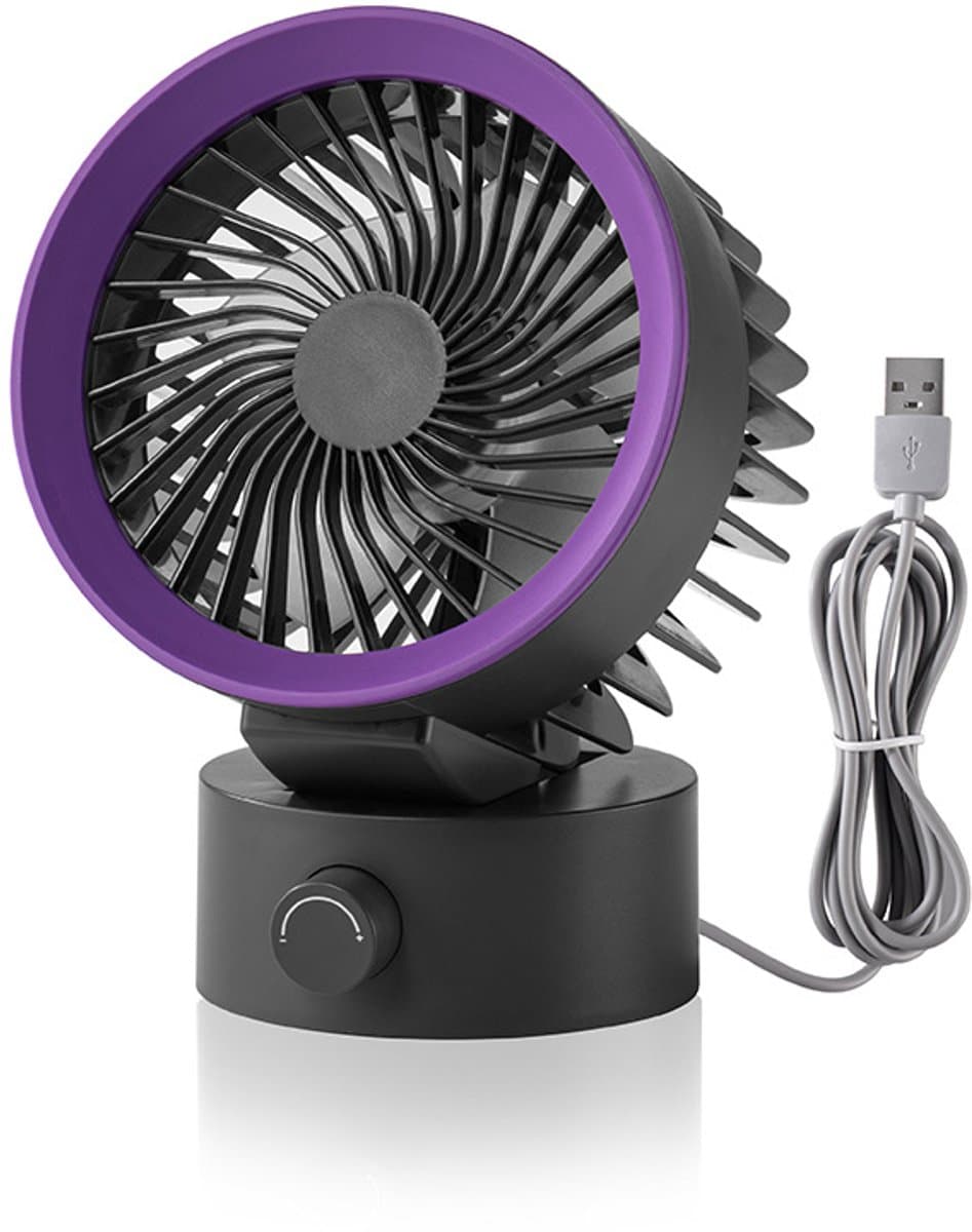 Ventilator - Tafelventilator - Handventilator - Mini ventilator - USB-bureauventilator - kleine ventilator voor op het bureau - krachtige luchtstroom - traploos instelbaar - Ultrastille koeling - Werkt op USB-voeding - Voor thuis - kantoor - Grijs — afbeelding 1