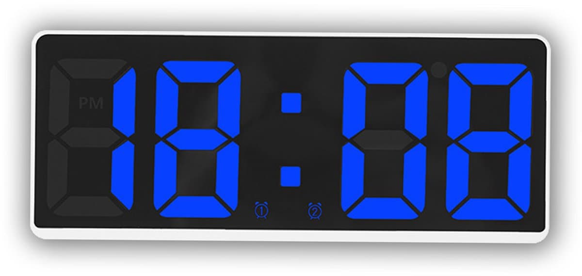 longziming -Digitale Wekker met Temperatuur – LED Display – Spraakbediening – Verstelbare Helderheid – Wit/Blauw — afbeelding 1